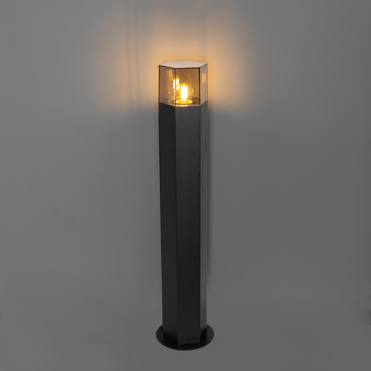 Standing Outdoor Lamp Black with Smoke Shade Hexagon 70 cm - Denmark