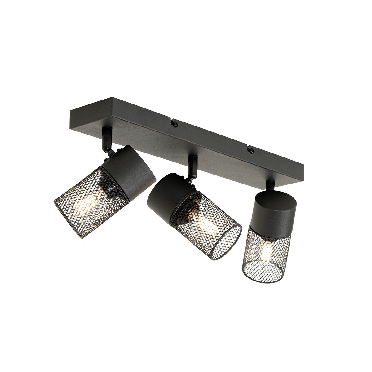 Faretto da soffitto industriale nero 3 luci orientabile - Jim