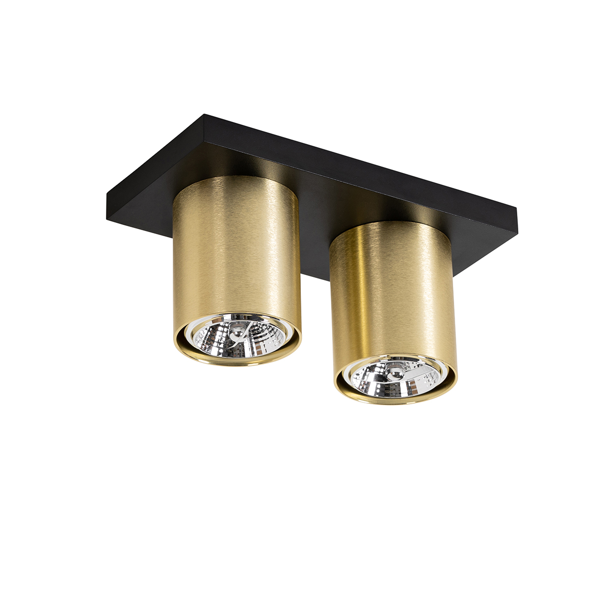 Moderner Deckenstrahler schwarz mit Gold 2-flammig – Tubo