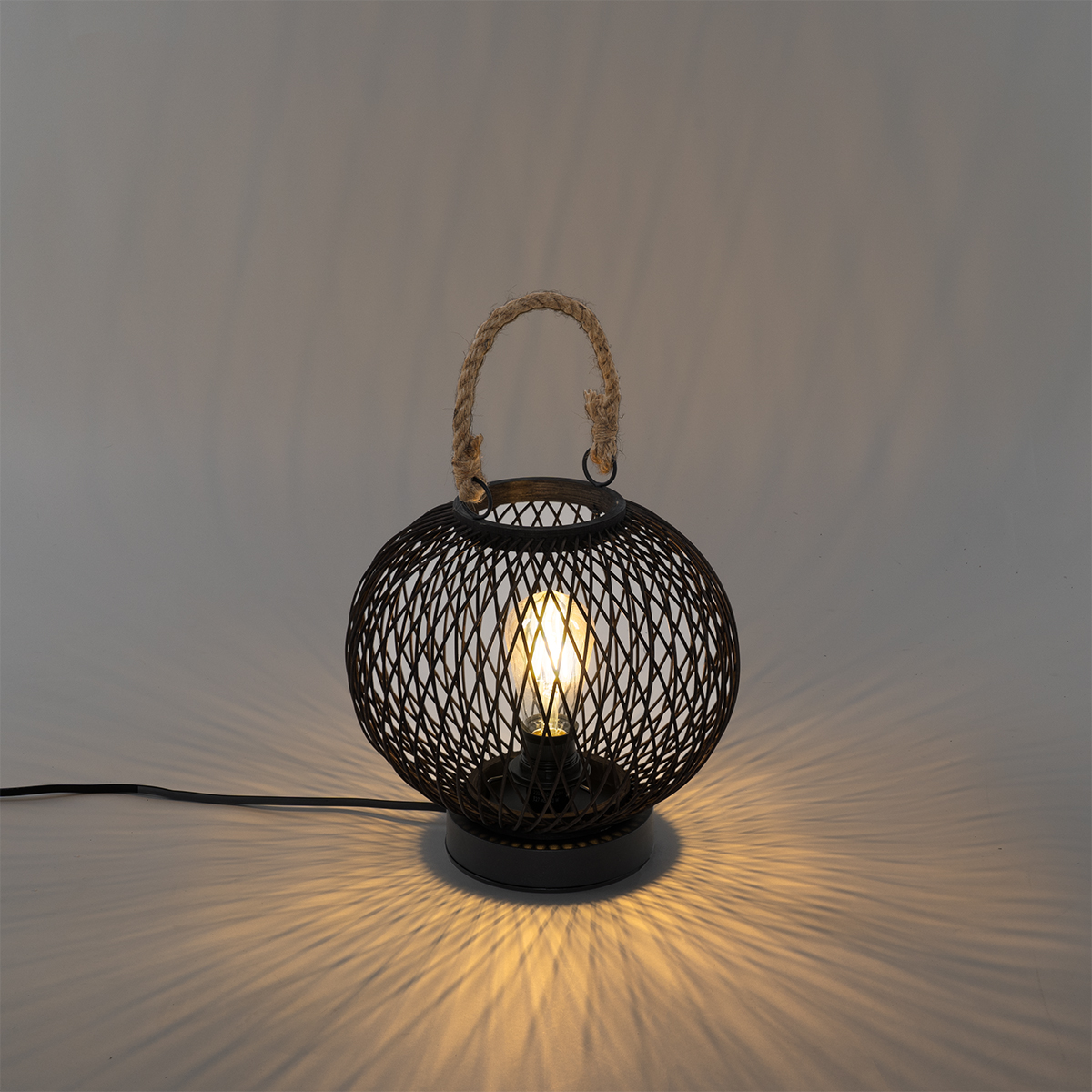 Rustic Outdoor Table Lamp Black Rattan - Calamus