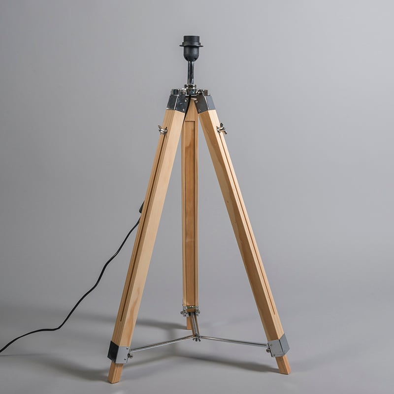 Lampadaire naturel avec abat-jour en lin blanc 45 cm - Tripod