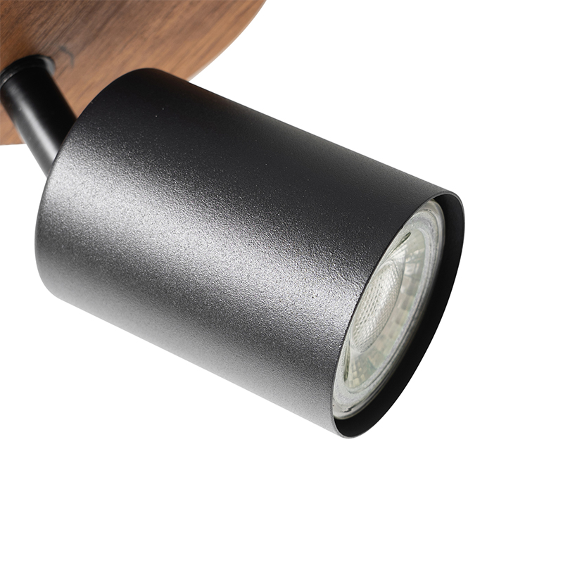 Industriespot schwarz mit Holz neigbar - Jeana