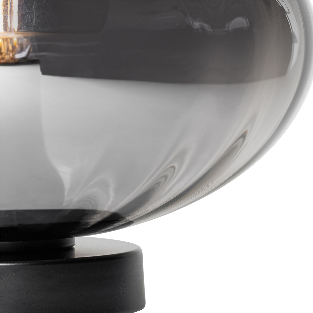 Lampada da tavolo Art Déco nera con vetro fumé - Ayesha