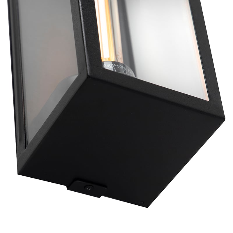 Applique extérieure rectangulaire moderne noire verre - Rotterdam Long