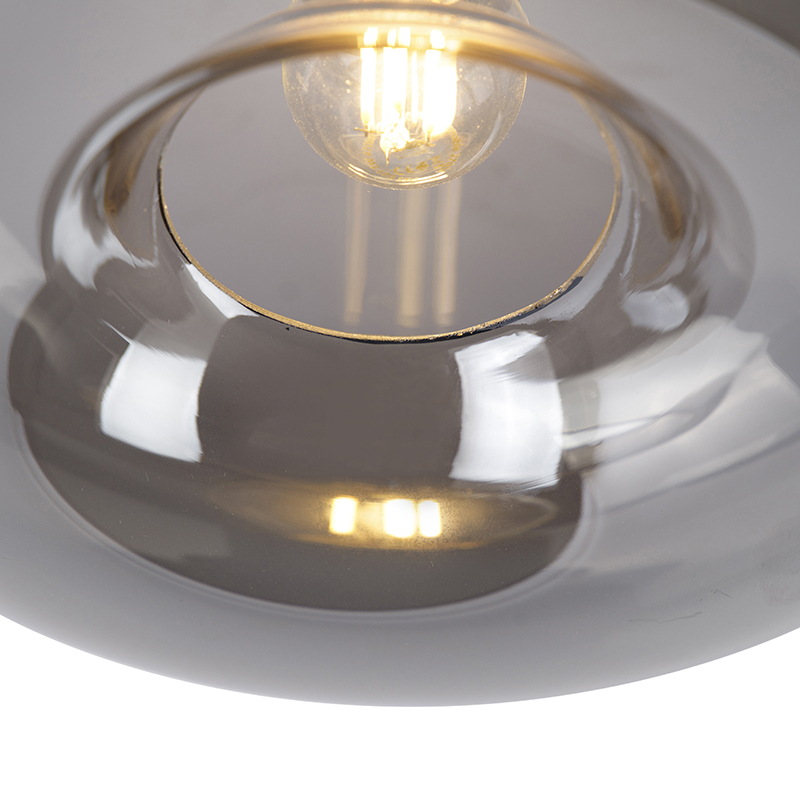 Art Deco Ceiling Light Black with Smoke Glass - Busa
