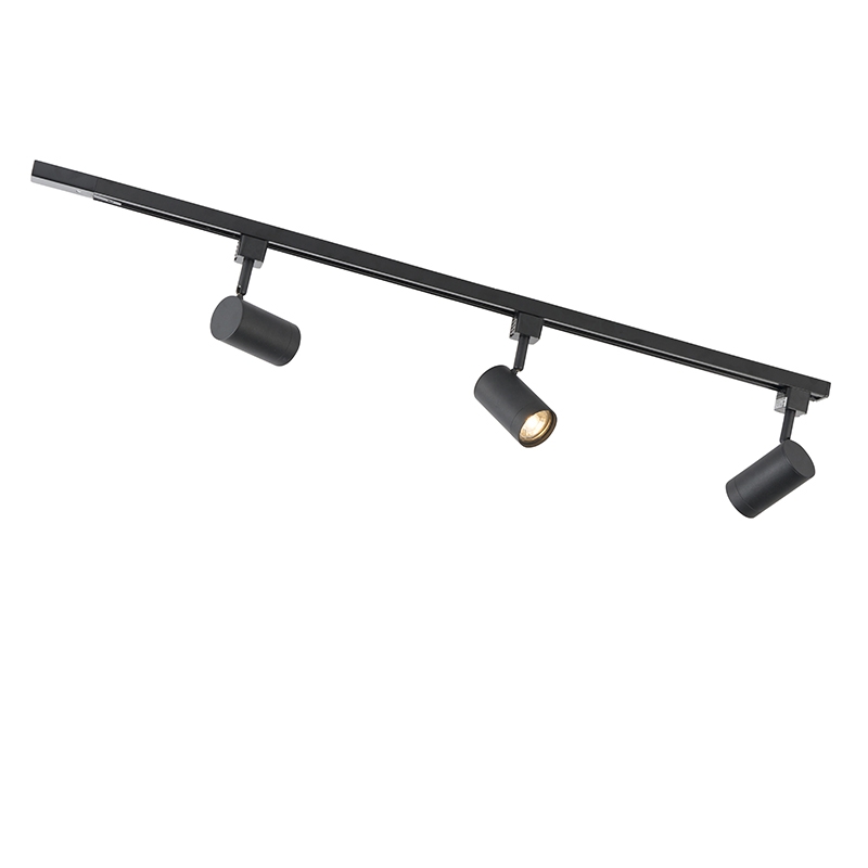 Modernes 1-Phasen-Schienensystem mit 3 Spots schwarz - Jeana