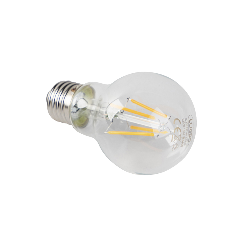 Lampadina LED dimmerabile E27 A60 trasparente 4W 320lm 2200K