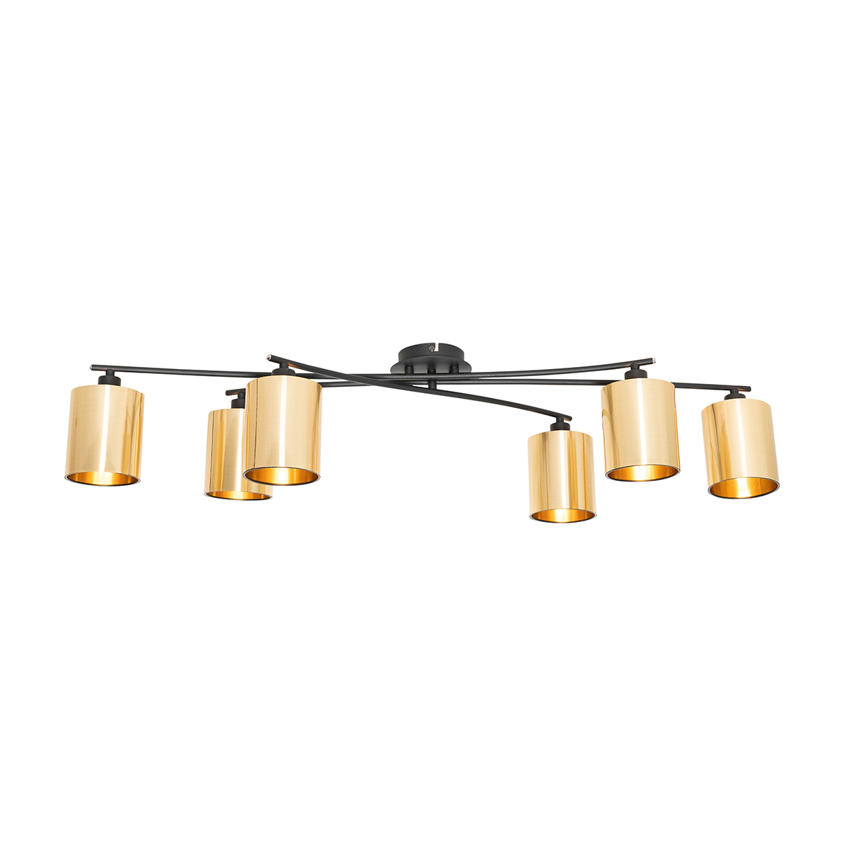 Plafoniera moderna nera con oro 6 luci - Lofty