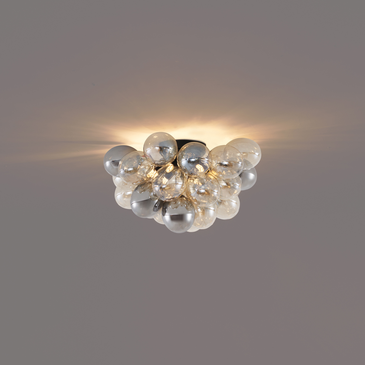 Lámpara de techo de diseño negro con cristal ámbar y ahumado 6 luces - Uvas