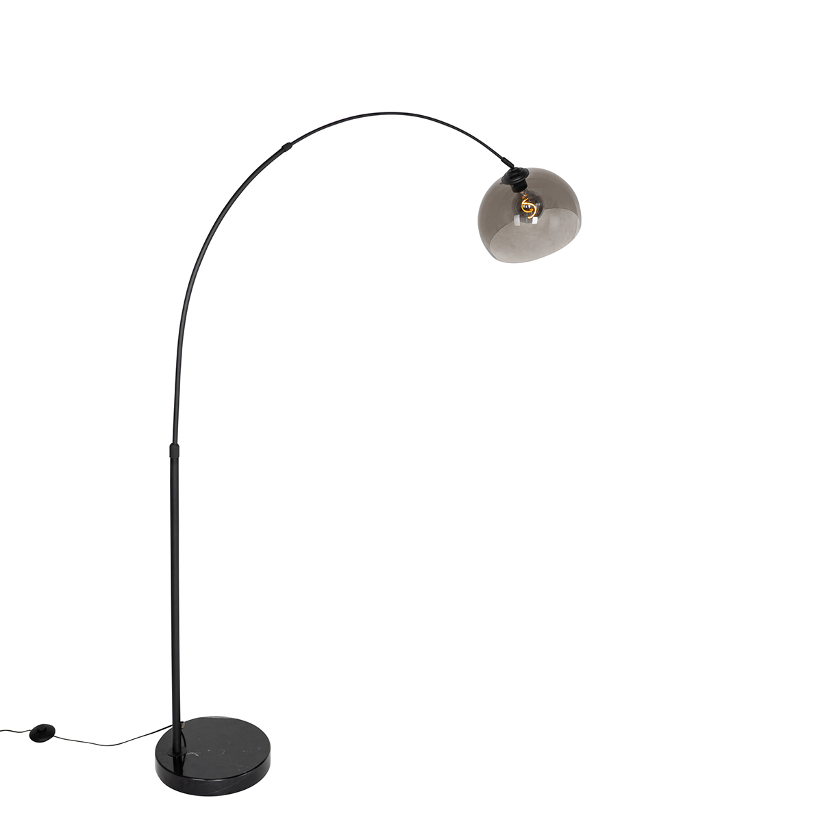 Lampada ad arco moderna nera con vetro fumè - Arc