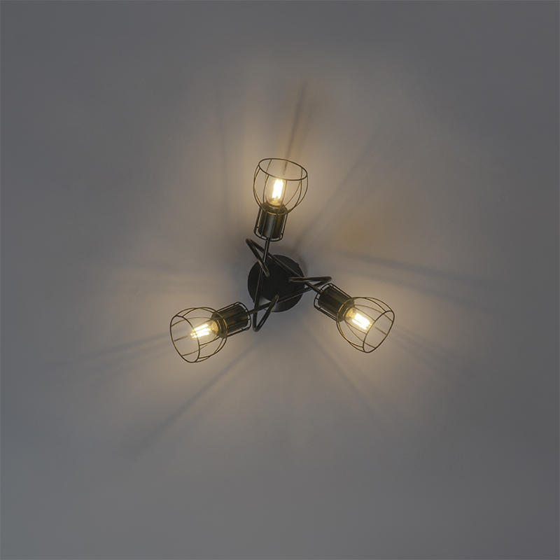 Modern Ceiling Spot Black 40 cm Round 3-Light - Botu