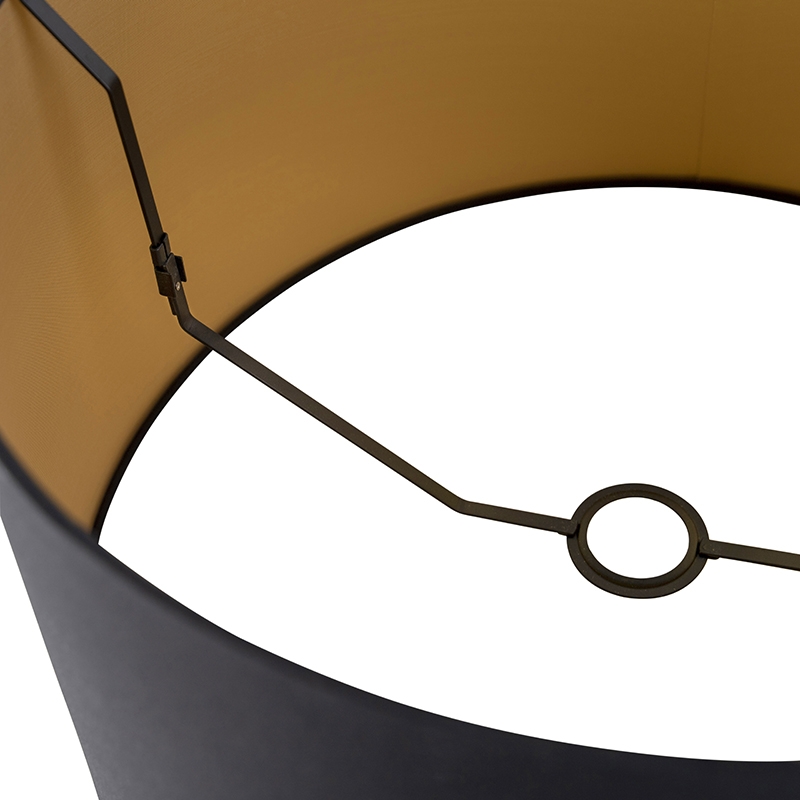 Abat-jour en coton noir 45/50/28 avec intérieur doré