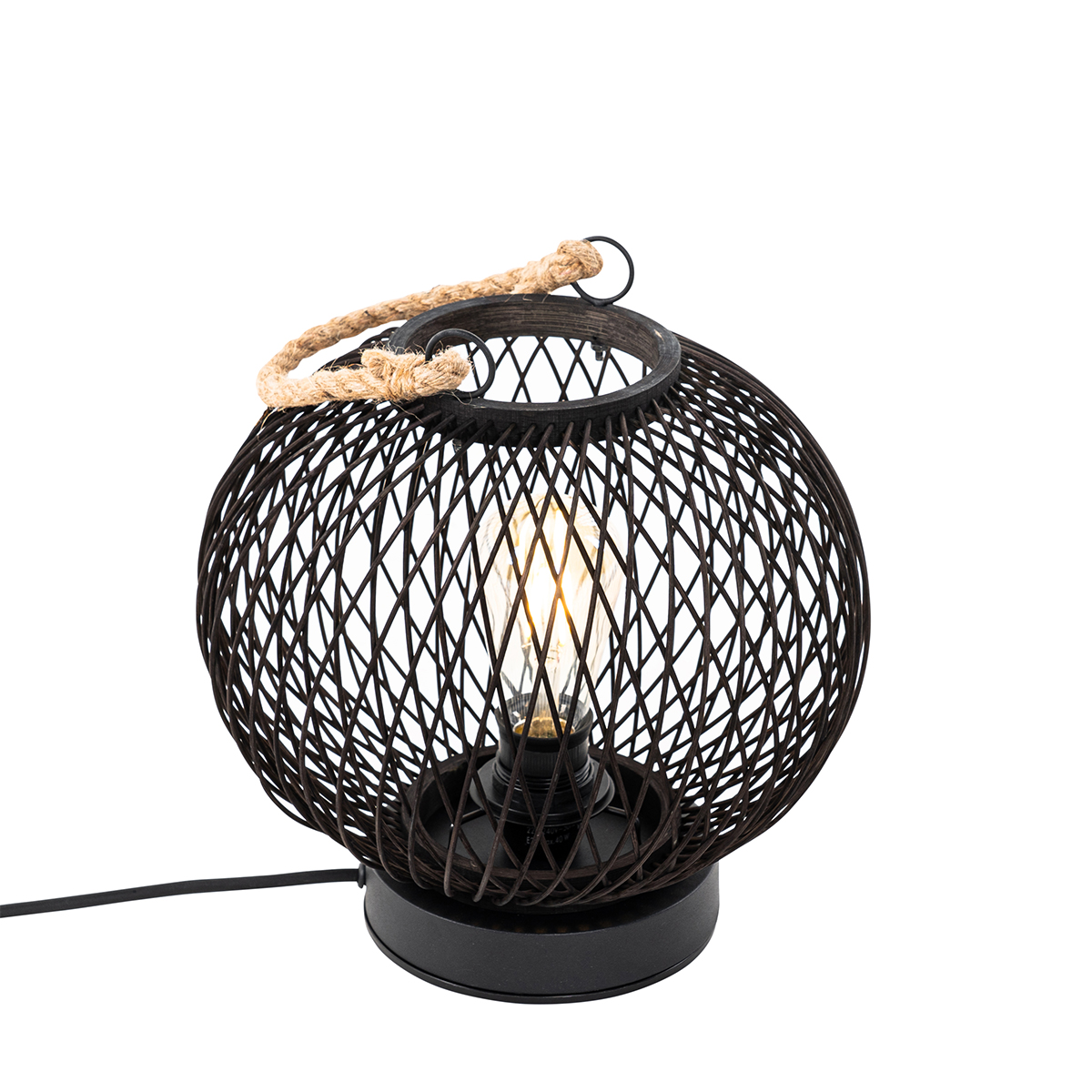 Rustic Outdoor Table Lamp Black Rattan - Calamus