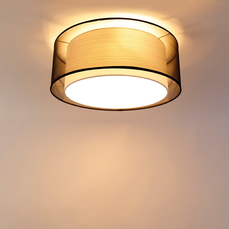 Modern Ceiling Light Black with White 50 cm 3-Light - Drum Duo