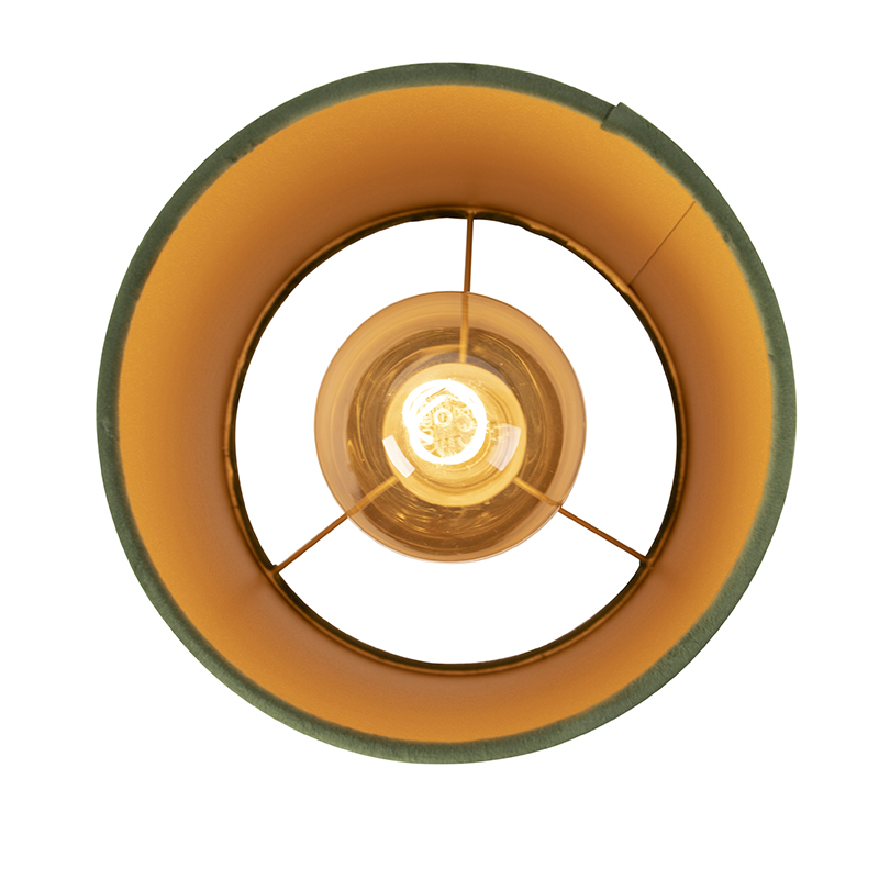 Deckenleuchte mit Samtschirm grün/gold 20 cm - Combi schwarz