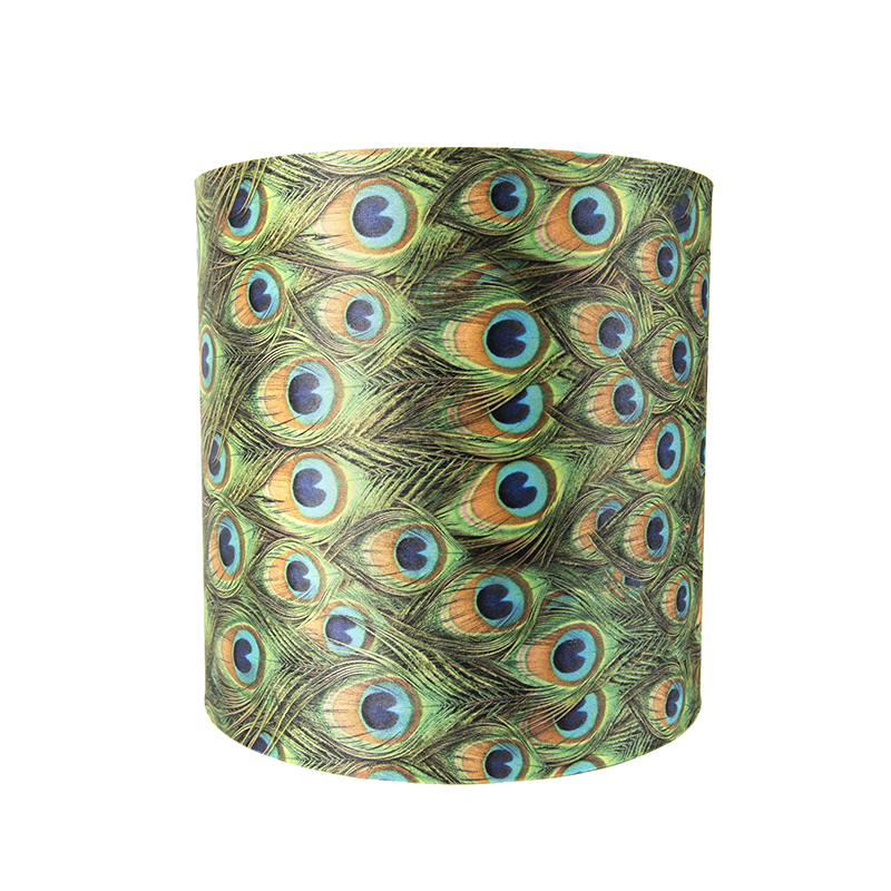 Velvet Lampshade Peacock Design 40/40/40 with Gold Interior