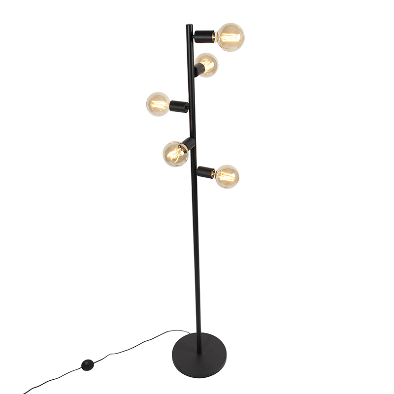 Lampada da terra scandinava nera 5 luci - Facil Tube