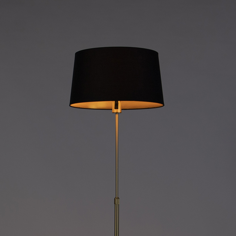 Stehleuchte gold / messing mit schwarzem Schirm verstellbar 45 cm - Parte