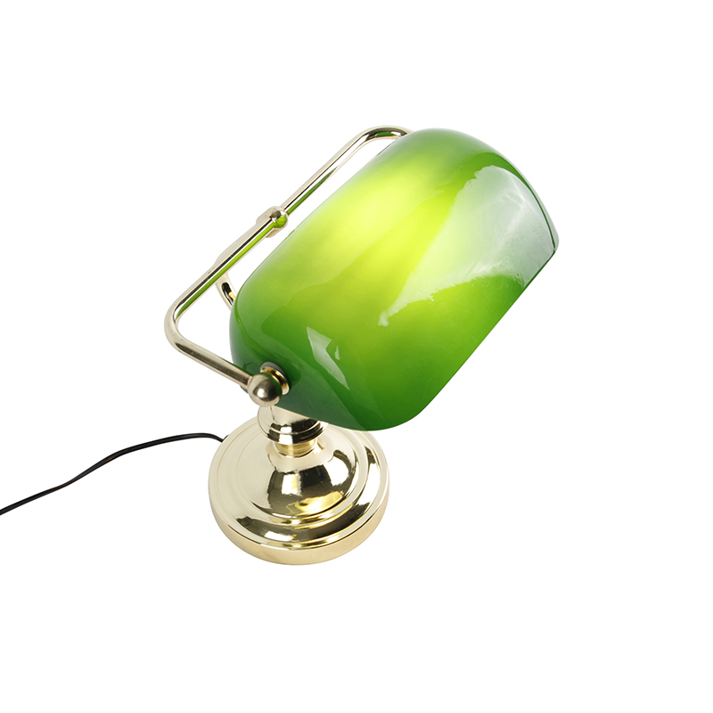 Classic notary lamp brass with green - Banker