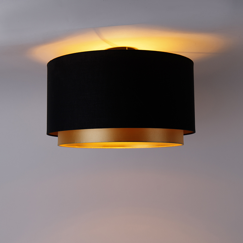 Modern Ceiling Light Black with Gold 47 cm Duo Shade - Combi