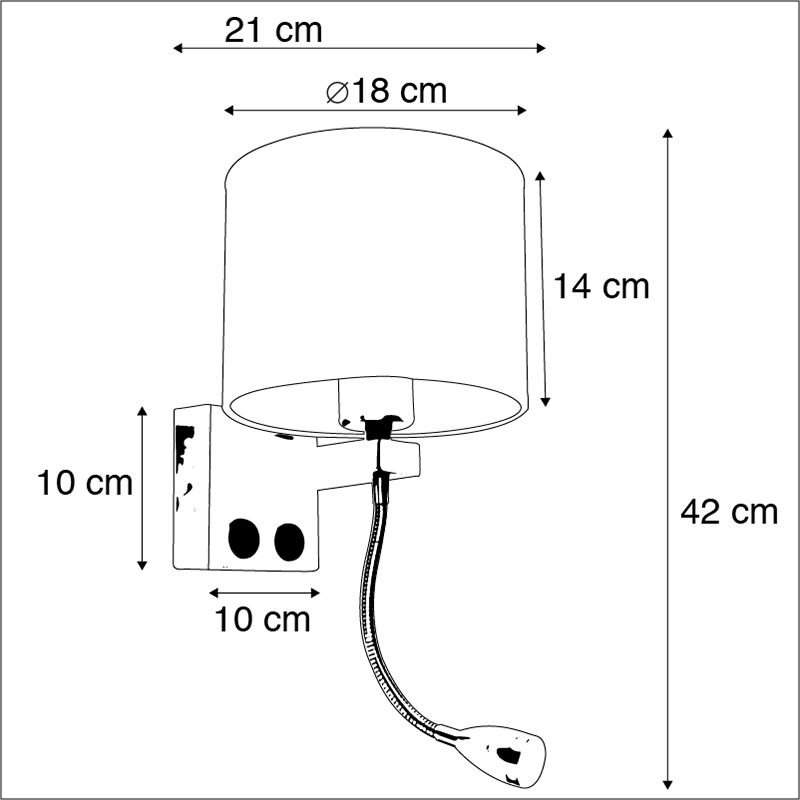 Lampada da parete moderna in ottone con paralume in velluto nero - Brescia