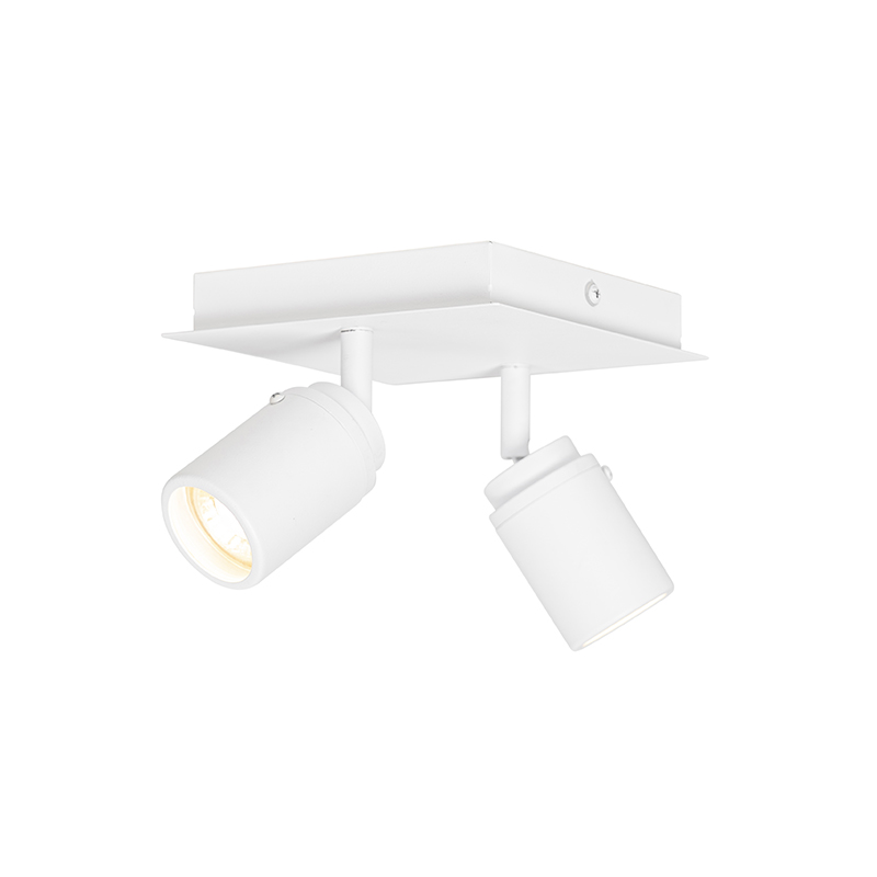 Foco moderno de baño blanco cuadrado 2-luces IP44 - Ducha