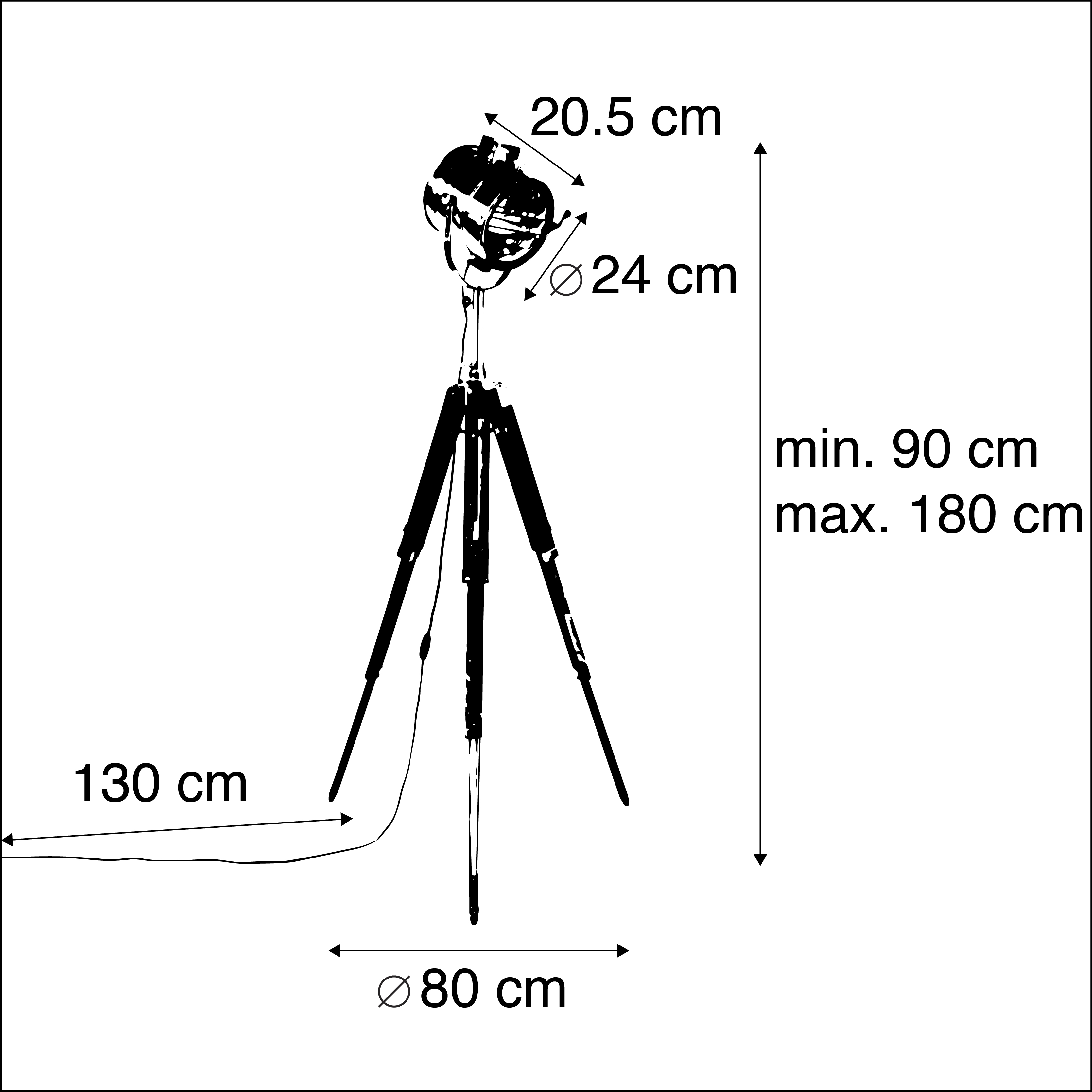 Tripod floor lamp wood with studio spot Tripod Radiant