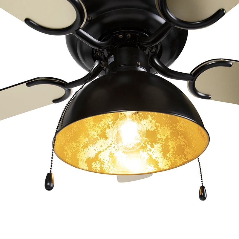 Ventilador de techo negro con beige de 130 cm con cordón - Mistral Magna