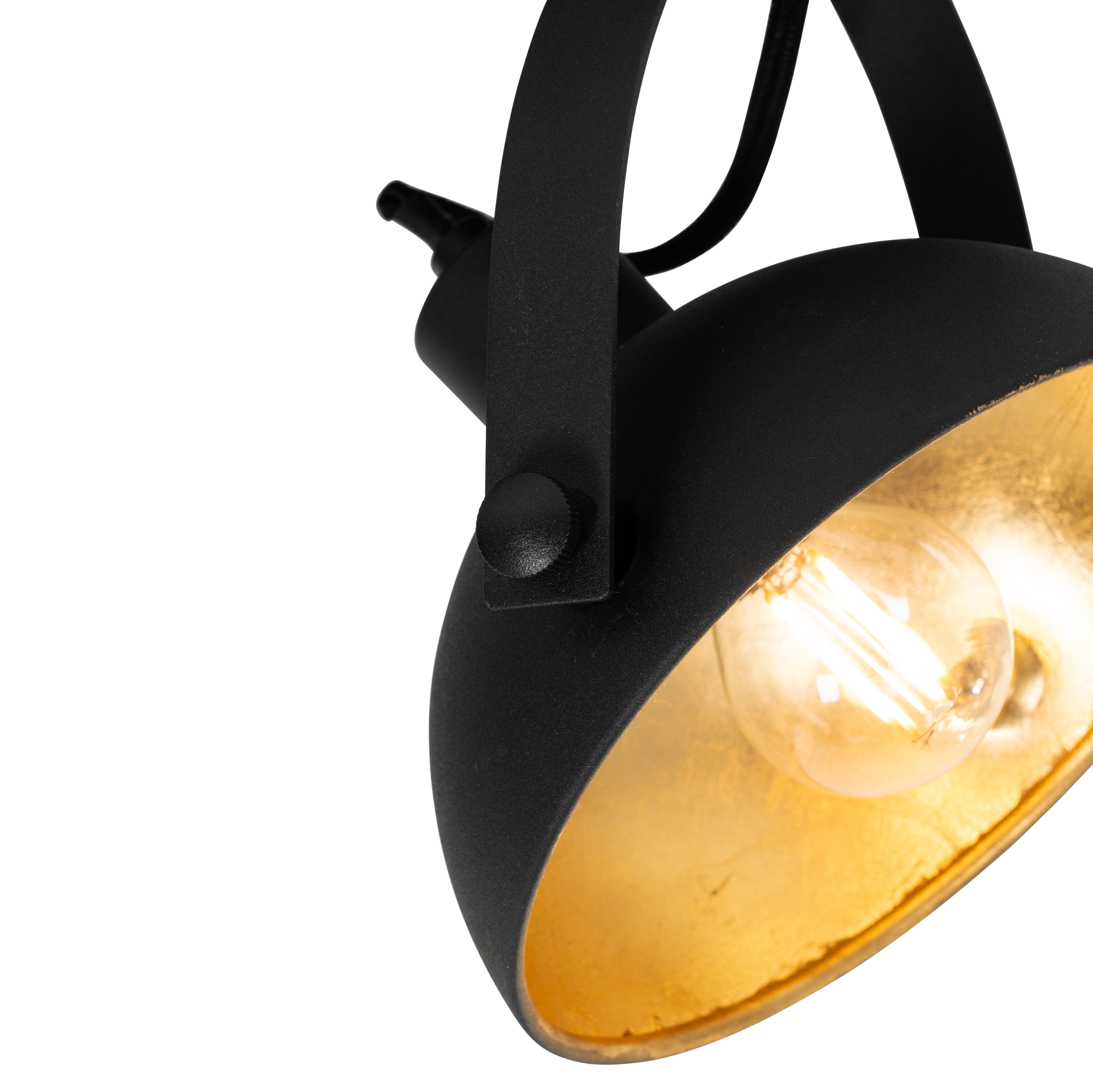 Plafonnier industriel noir avec or 2 lumières orientables - Magnax
