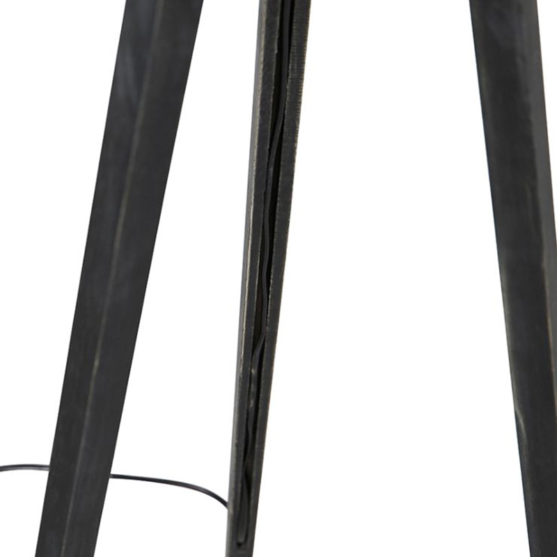 Treppiede nero paralume lino nero 45 cm - TRIPOD Classic