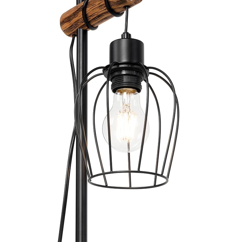 Rustic Table Lamp Black with Wood - Stronk