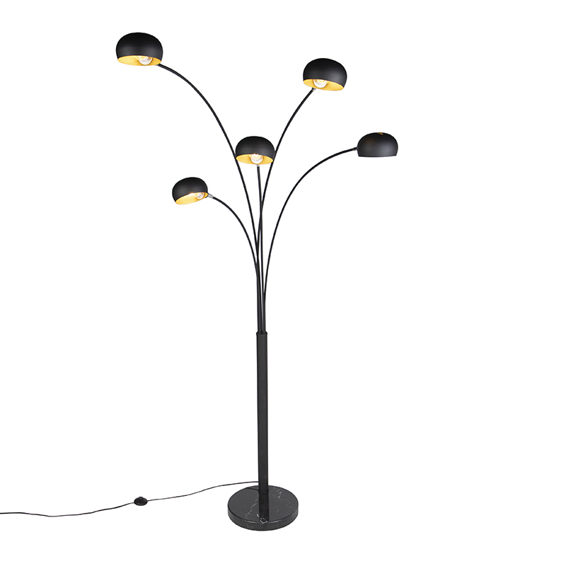 Lampadaire design noir 5 lumières - Sixties Marmo