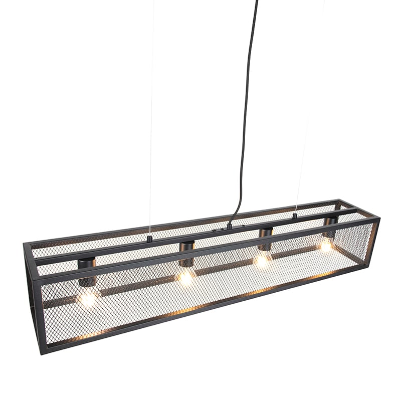 Lámpara colgante industrial negra con efecto tejido 4 luces - Cage
