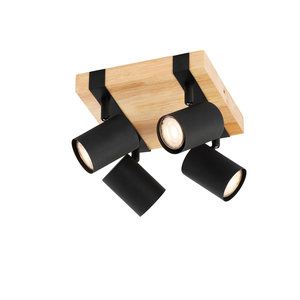 Ceiling Light Black with Wood 4-Light Adjustable Rectangular - Jeana