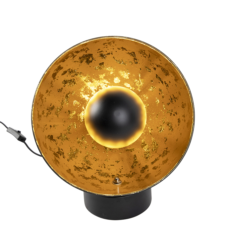 Lámpara de mesa industrial negra con interior dorado - Magna Eglip