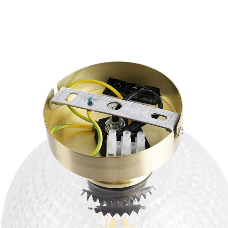 Art Deco Ceiling Lamp Brass with Clear Glass - Sphere