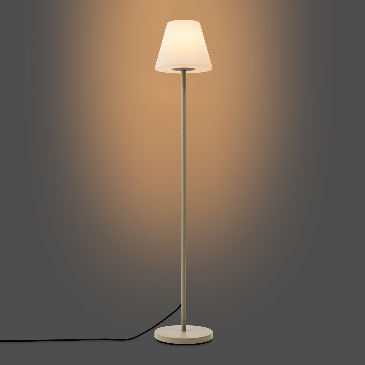 Lampada da terra per esterni beige con paralume bianco IP65 - Virginia