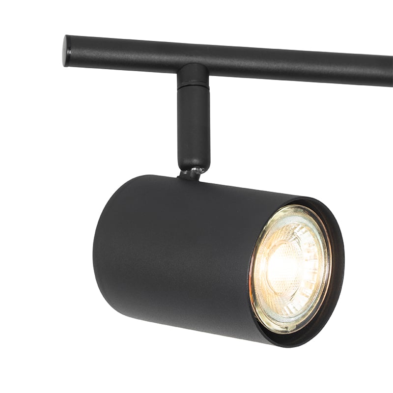 Plafón moderno negro 5 luces regulables cuadrado - Jeana