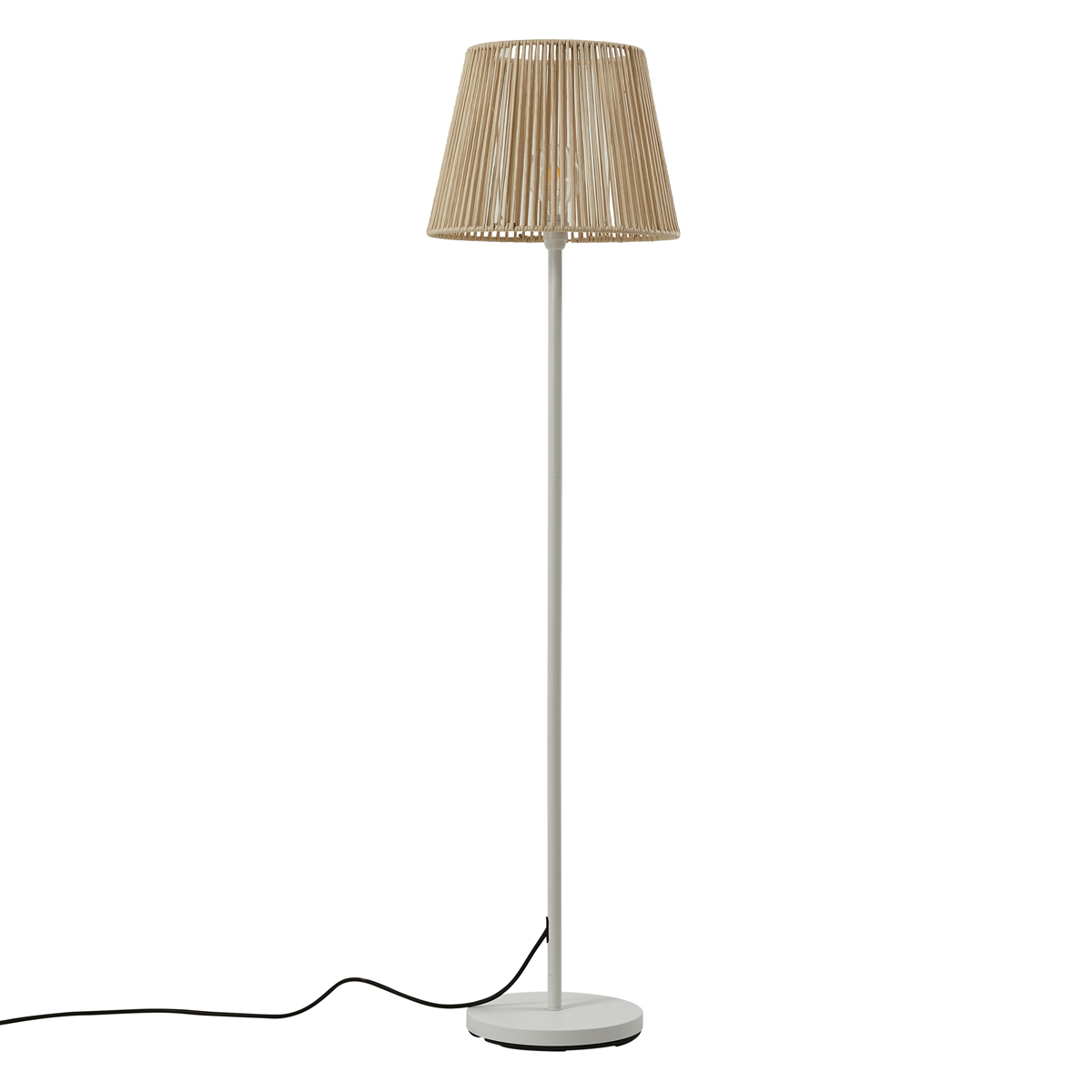 Lámpara de pie para exterior blanca con pantalla de cuerda beige IP44 - Virginia Jayla