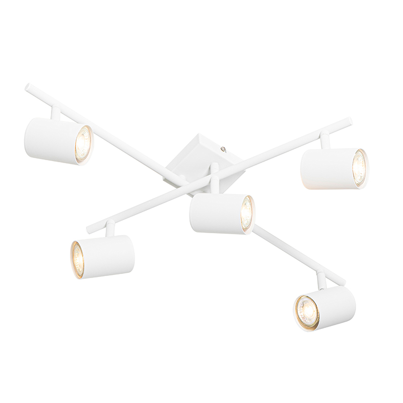 Plafón moderno blanco 5 luces regulables cuadrado - Jeana