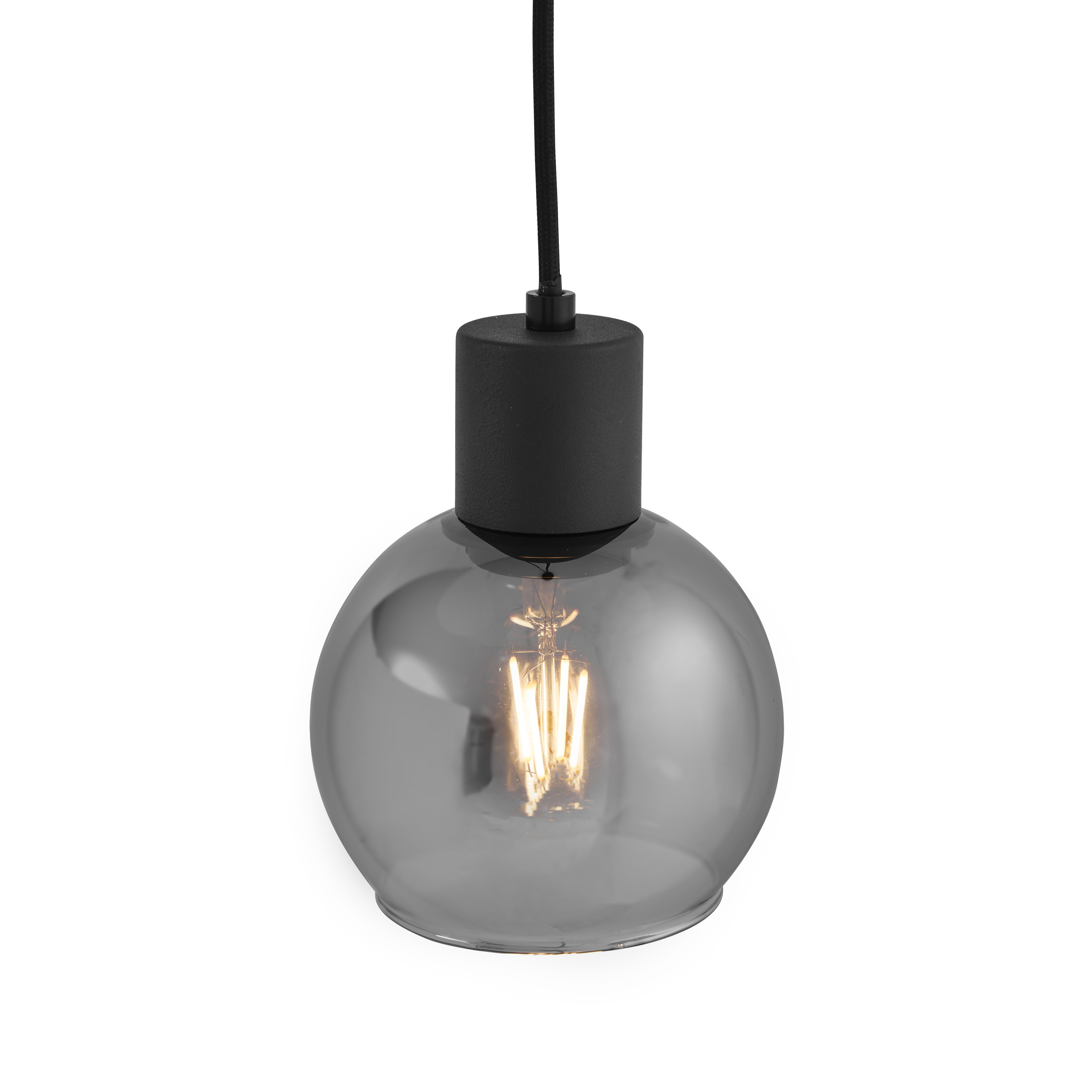 Lampada a sospensione Art Déco nera con vetro fumé - VIDRO