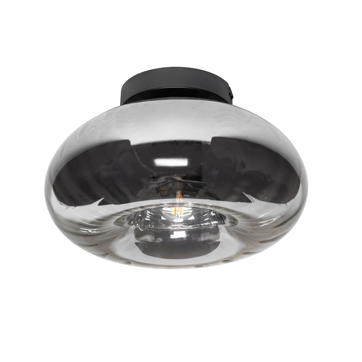 Art Deco Ceiling Light Black with Smoke Glass - Ayesha