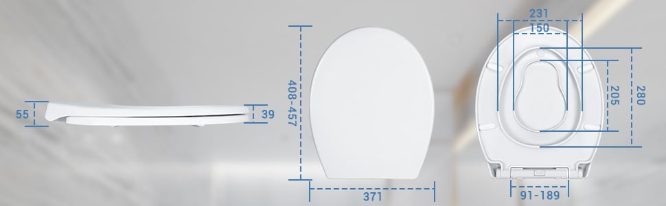 HIMIMI Lunette de Toilette avec Siège Enfant Magnétique, Frein de Chute et  Charnière Réglable, Abattant WC en Polyéthylène pour Adultes et Enfants, O  Forme, Blanc (447 x 371 x 55 mm) : : Bricolage