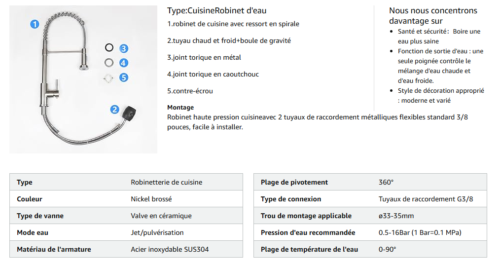 Robinet de cuisine ZMH