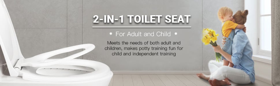 Abattant WC avec siège enfant magnétique, soft close et charnière réglable,  pour adultes et enfants dans les salles de bains et toilettes 