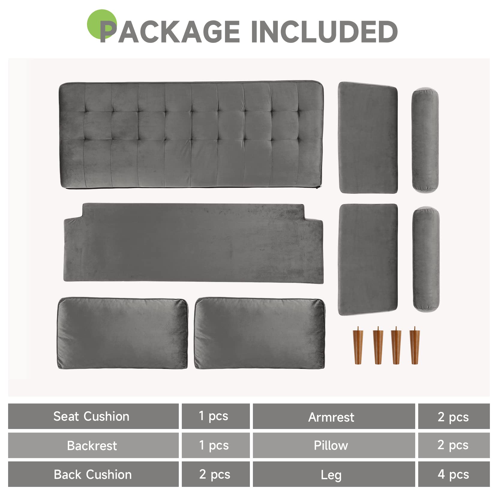 Canapé à 3 Places Moderne, Canapé à Bras Roulés En Velours Loveseat, Fauteuil Salon Avec Accoudoirs Pr Chambre Bureau, Gris, 148 Cm -VIDAXL || Songmics Soldes