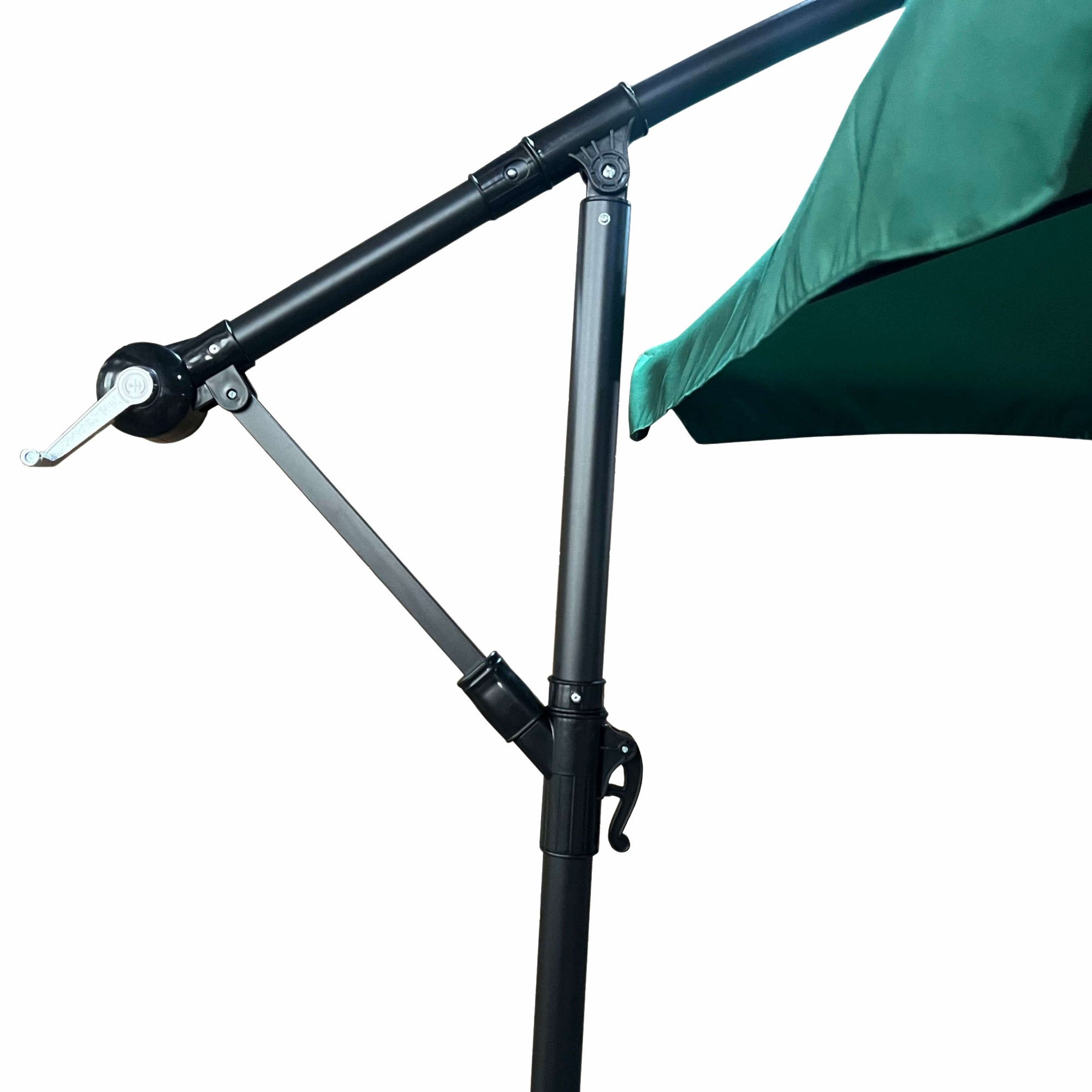 Raumhirsch Parasol déporté 300x300 cm acier / polyester Avec manivelle Protection UV vert – dimensions et vue complémentaire