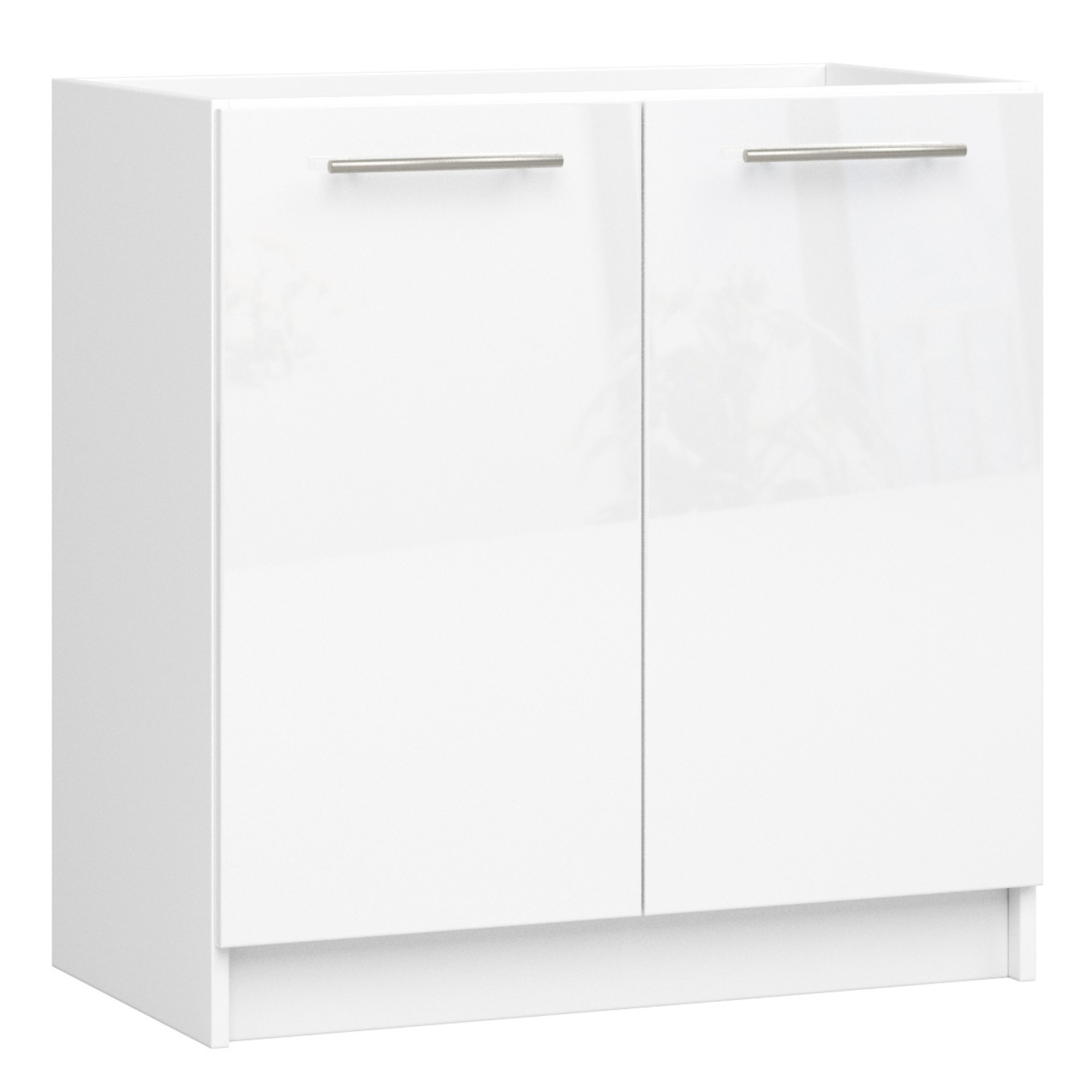 Raumhirsch Spülenunterschrank 80 cm Weiß / Hochglanz 2 Türen Kollektion OLIWIA Hauptansicht