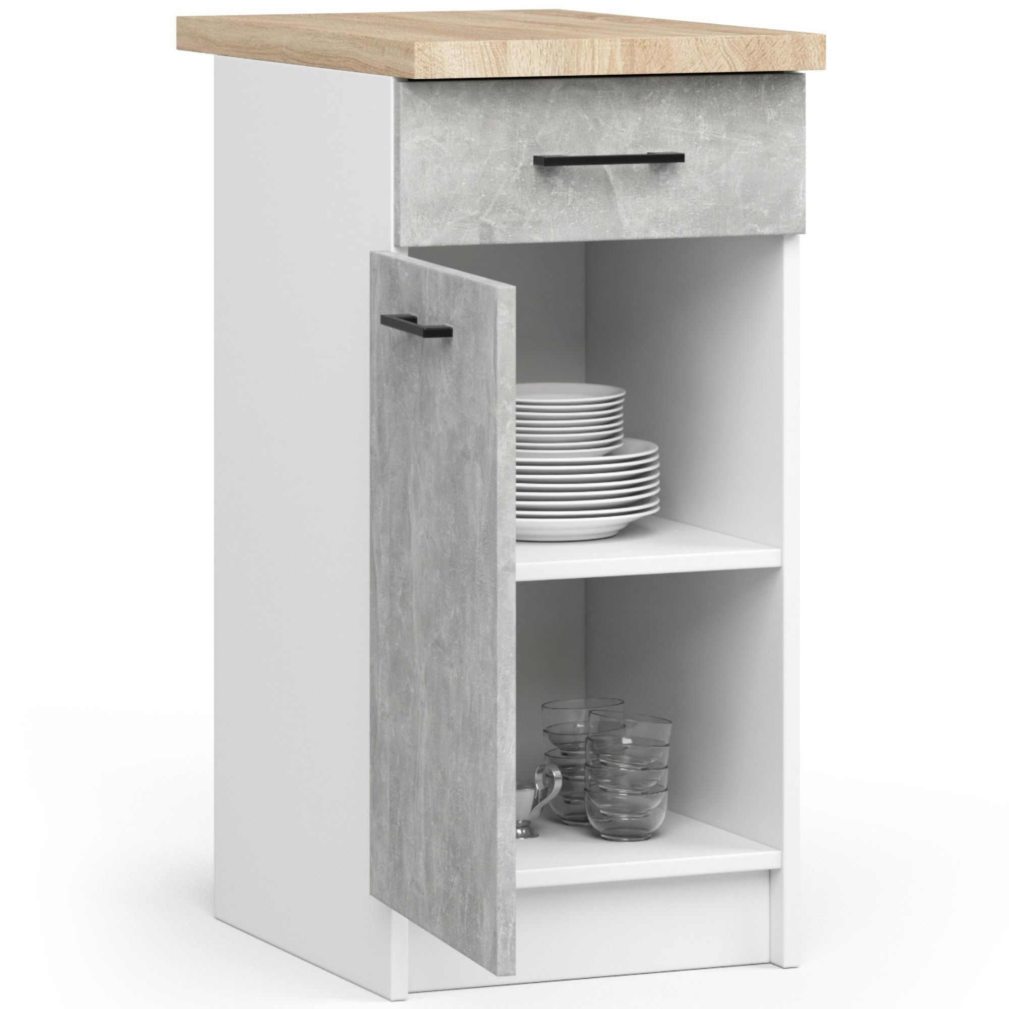 Raumhirsch – Küchenunterschrank mit Schubladen – 40 cm – Hochglanz – mit Arbeitsplatte – 1 Schublade – 1 Tür – Kollektion OLIWIA – Detailansicht 2