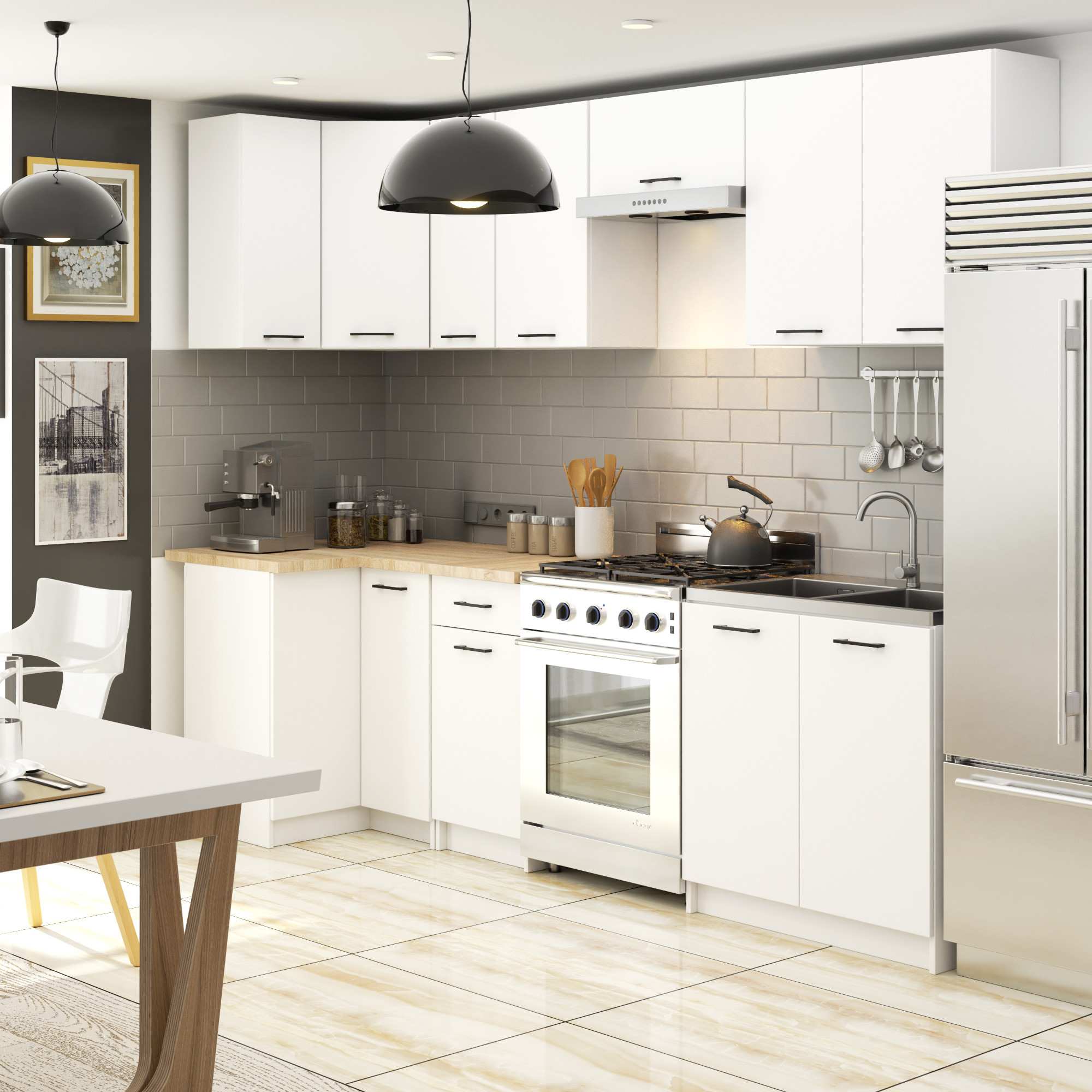 Raumhirsch Küchenhängeschrank 30 cm Weiß / matt hängend 1 Tür Kollektion OLIWIA Maße und technische Details